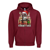 Burgundy Merry Christmas Alpine Goat Zipper Hoodie - LillyAllenDesigns