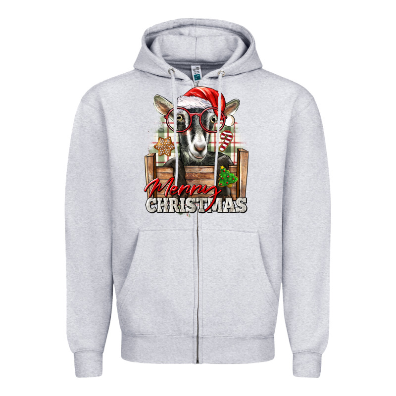 Merry Christmas Alpine Goat Zipper Hoodie by LillyAllenDesigns | Teevron