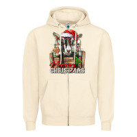 Sandshell Merry Christmas Alpine Goat Zipper Hoodie - LillyAllenDesigns
