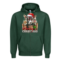Sports Green Merry Christmas Alpine Goat Zipper Hoodie - LillyAllenDesigns