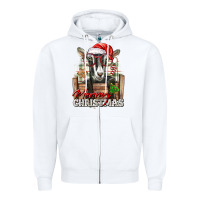 White Merry Christmas Alpine Goat Zipper Hoodie - LillyAllenDesigns