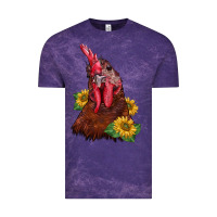 Cloud Purple rooster sunflower Vintage Tee - BarkalooDesign