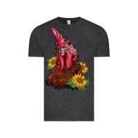 Vintage Black rooster sunflower Vintage Tee - BarkalooDesign