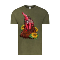 Vintage Olive rooster sunflower Vintage Tee - BarkalooDesign