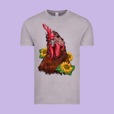 Rooster Sunflower Vintage Tee Designed By Barkaloodesign