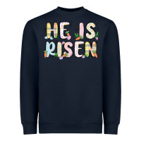 Navy he is risen Heavyweight Sweatshirt - MaliasSmallBusiness