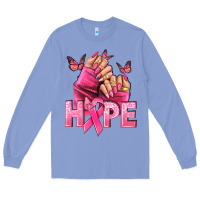 Colony Blue Hope Breast Cancer Caucasian hand nails Long Sleeve Tee - NancyCooperArtShop