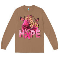 Toasted Coconut Hope Breast Cancer Caucasian hand nails Long Sleeve Tee - NancyCooperArtShop