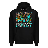 Black Western Howdy Howdy Howdy Premium Hoodie - HowdyJamesFarm
