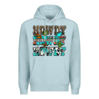 Blue Mist Western Howdy Howdy Howdy Premium Hoodie - HowdyJamesFarm
