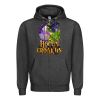 Charcoal Heather Hocus Croakus Frog Zipper Hoodie - LillyAllenDesigns