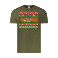 Vintage Olive merry christmas knitted reindeer pattern Vintage Tee - Jasminsmagicworld