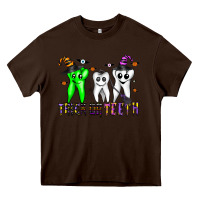 Chocolate Brown trick or teeth Heavy Core Tee - CowhideDigitalArt