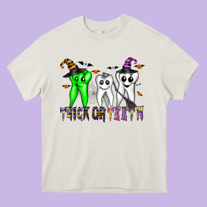 Trick Or Teeth Heavy Core Tee Designed By Cowhidedigitalart