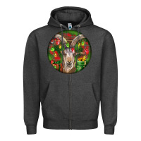 Charcoal Heather Spanish Goat Christmas Ornament Zipper Hoodie - LillyAllenDesigns
