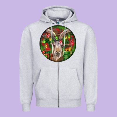 Spanish Goat Christmas Ornament Zipper Hoodie Designed By Lillyallendesigns