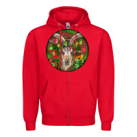 Red Spanish Goat Christmas Ornament Zipper Hoodie - LillyAllenDesigns