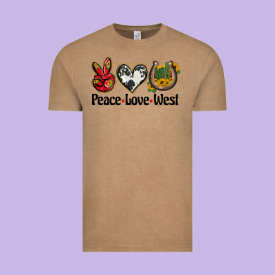 Peace Love West Vintage Tee Designed By Barkaloodesign