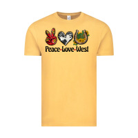 Vintage Mustard peace love west Vintage Tee - BarkalooDesign