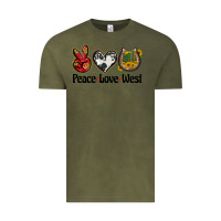 Vintage Olive peace love west Vintage Tee - BarkalooDesign