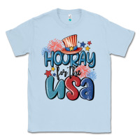 Dusty Blue hooray for the usa Classic Tee - MaliasSmallBusiness