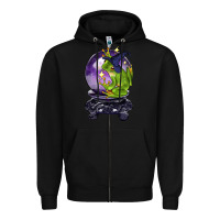 Black Halloween Frog With Crystal Ball Zipper Hoodie - LillyAllenDesigns