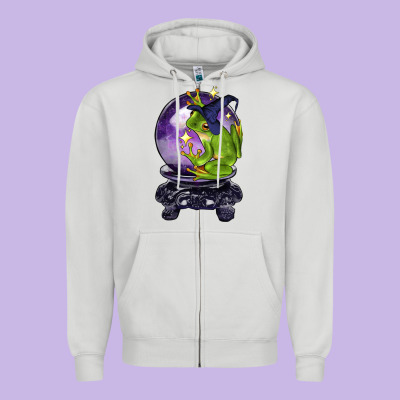 Halloween Frog With Crystal Ball Zipper Hoodie Designed By Lillyallendesigns