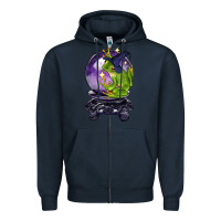 Navy Halloween Frog With Crystal Ball Zipper Hoodie - LillyAllenDesigns