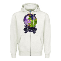 Oatmeal Heather Halloween Frog With Crystal Ball Zipper Hoodie - LillyAllenDesigns