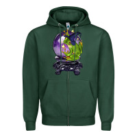Sports Green Halloween Frog With Crystal Ball Zipper Hoodie - LillyAllenDesigns