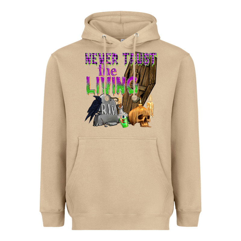 Never Trust The Living Heavyweight Hoodie by texasbilliewilder | Teevron