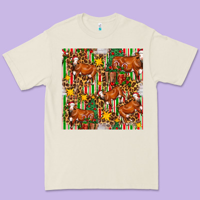Christmas Leopard Cow With Gift Boxes Premium Tee Designed By Fadigitalartstudio
