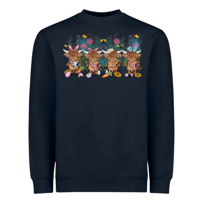 Easter Day Baby Highland Cow Heavyweight Sweatshirt by MaliasSmallBusiness | Teevron