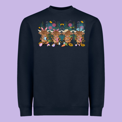 Easter Day Baby Highland Cow Heavyweight Sweatshirt Designed By Maliassmallbusiness