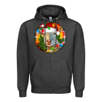 Charcoal Heather Saanen Goat Christmas Zipper Hoodie - LillyAllenDesigns