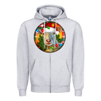 Heather Grey Saanen Goat Christmas Zipper Hoodie - LillyAllenDesigns