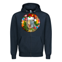 Navy Saanen Goat Christmas Zipper Hoodie - LillyAllenDesigns