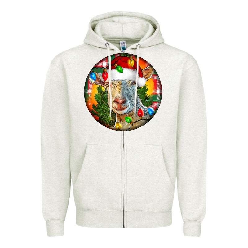 Saanen Goat Christmas Zipper Hoodie by LillyAllenDesigns | Teevron