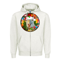 Oatmeal Heather Saanen Goat Christmas Zipper Hoodie - LillyAllenDesigns