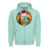 Seafoam Saanen Goat Christmas Zipper Hoodie - LillyAllenDesigns