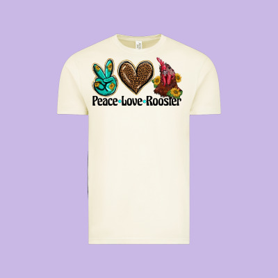 Peace Love Rooster Vintage Tee Designed By Barkaloodesign