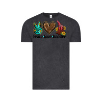 Vintage Black peace love rooster Vintage Tee - BarkalooDesign