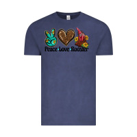 Vintage Denim peace love rooster Vintage Tee - BarkalooDesign