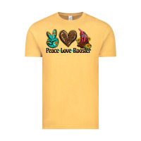 Vintage Mustard peace love rooster Vintage Tee - BarkalooDesign