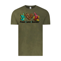 Vintage Olive peace love rooster Vintage Tee - BarkalooDesign