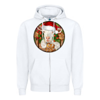 White Baby Cashmere Goat Christmas Zipper Hoodie - LillyAllenDesigns