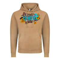 Vintage Camel western cowgirl and sunflower with hat and cowhide leopard Vintage Hoodie - Artiststas