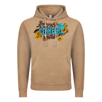 Vintage Coffee western cowgirl and sunflower with hat and cowhide leopard Vintage Hoodie - Artiststas