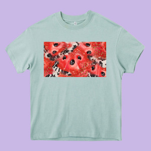 Watermelon Strawberry Cowhide Cup Heavy Core Tee Designed By Barkaloodesign