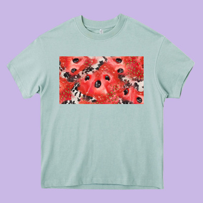 Watermelon Strawberry Cowhide Cup Heavy Core Tee Designed By Barkaloodesign